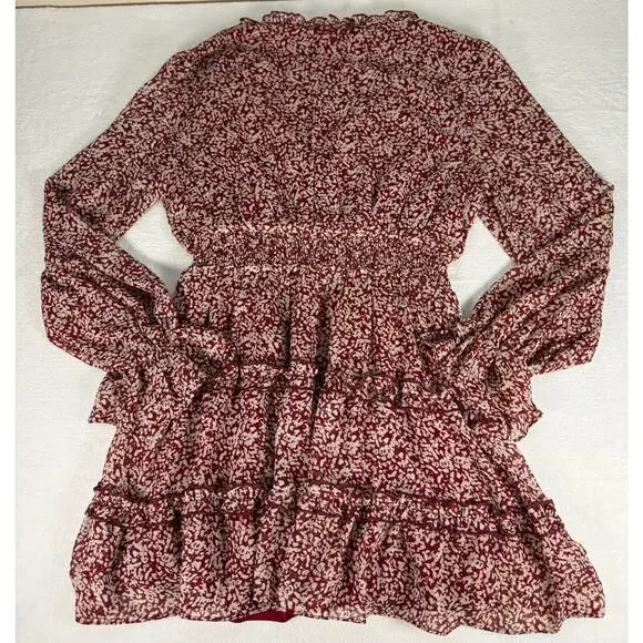 Altar'd State Dress Womens Large red Floral Long Sleeve Mini Swing Dress - Picture 6 of 6